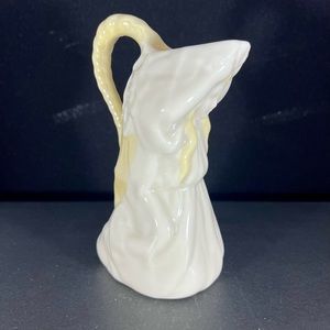 Vintage 7th Mark 1980-1992 Belleek Lady Water Nymph Pitcher Creamer Yellow/white